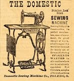 1871 Ad Domestic Noiseless Look Stitch Sewing Machine Toledo Ohio Antique Style - Original Print Ad