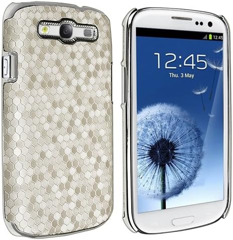 High Quality Luxury Bling Bling Leather-Like Hard Case for Samsung Galaxy S3 S III i9300- White + Free Screen Protector Shield for the Samsung Galaxy S3 S III i9300 - 3 Pack