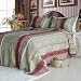 [Mysterious Totem] 100% Cotton 3PC Floral Vermicelli-Quilted Patchwork Quilt Set (King Size)