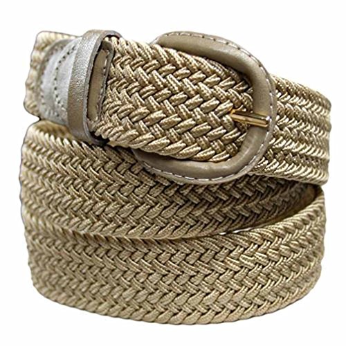 Luxury Divas Beige Braided Elastic Stretch Belt Size XX-Large