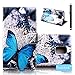 Galaxy Note 4 Case, Tradekmk(TM) Luxury Fashion PU Leather Folio Magnet Wallet Stand Case Cover Shell [Beautiful Huge Blue Butterfly] Compatible with Samsung Galaxy Note 4[+Stylus]
