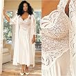 Stretch Lace and Supple Tricot Long Gown in Plus Sizes 1x 2x 3x 4x Black White Plum