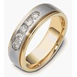 7mm 18 Karat Yellow Gold & Titanium 5 Diamond Wedding Band