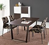 Italienische Design - Essgruppe / 5 teilig / massiver Ausziehtisch / 4 Lehnstühle mit Strukturbezug