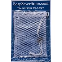 2 - White Soap Saver Bags, The New Soap on a Rope w/ String Lock