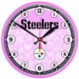 NFL Pittsburgh Steelers Pink Background Round Clock Amazon.com