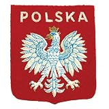 Hand Embroidered Large Polish White Eagle Crest Patch, Sew-On