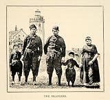 1886 Print Urk Islanders People Town Flevoland Netherlands Costume Wooden Shoes - Original Halftone Print