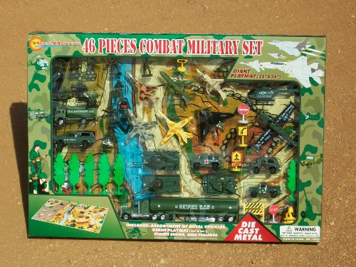 DELUXE - 46 PIECE COMBAT ARMY MEN MILITARY PLAY SET w/ GIANT PLAY MAT!