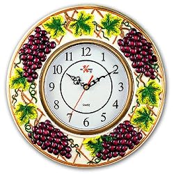 Wine Grapes Decorative Novelty Fruit Fruity Themed Wall Clock Kitchen Home Decor Vineyard Theme Purple Shape Shaped New