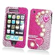 Apple iPhone 3G & 3GS Snap-on Protector Hard Case Rhinestone Cover "Bling Bling Pink" Design