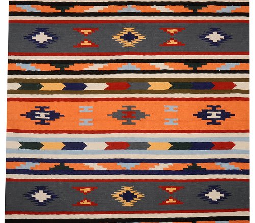 Imagen 2 de Hecho a mano de diseño indio de algodón Yoga Mat Alfombra moderna Alfombra-Tamaño 80 x 50 pulgadas