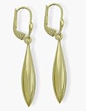 Ladies Yellow Gold Domed Drop Style Leverback Earrings