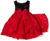 Nannette Baby-girls Infant Sateen Dress with Bows, Chinese Red, 18 Months