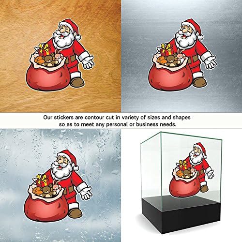 Vinyl Stickers Decals Santa Claus With Gifts Garage home window snowflakes abstract candy bauble (8 X 7,52 Inches) Fully Waterproof Printed vinyl sticker