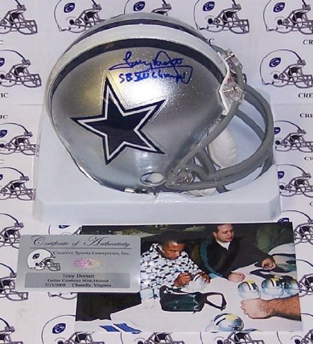 Tony Dorsett Autographed/Hand Signed Dallas Cowboys Mini Helmet with SB XII Champs Inscription