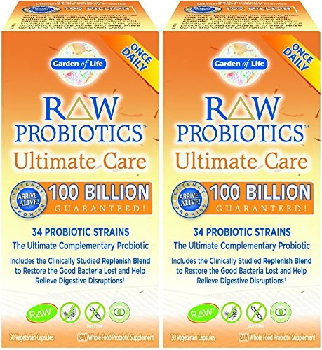 Raw Probiotics Ultimate Care-100 Billion Garden of Life 30 VCaps (2 Pack)