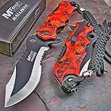 Mtech Ballistic Bowie Black Red Skull Camo Assisted Opening Pocket Knife