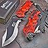 Mtech Ballistic Bowie Black Red Skull Camo Assisted Opening Pocket Knife