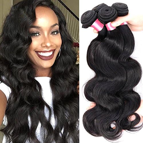 Beauty Woman Hair 3 Bundles Brazilian Virgin Hair Body Wave Extensions 100% Unprocessed Human Hair Weaves 95-100g/pc Natural Black Color (14 16 18inch)