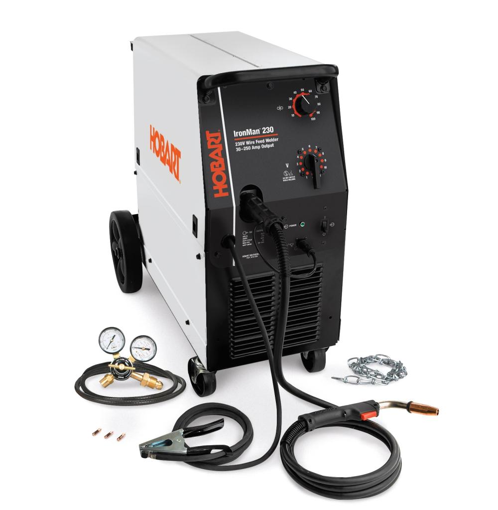 Hobart 500536 Ironman 230 250 Amp MIG Welder With Wheel Kit & Cylinder