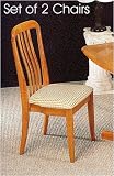 Set Of 2 Oak Finish High Back Dining Chairs