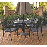 Home Styles Biscayne 5PC 48" Round Outdoor Dining Set in Black Finish