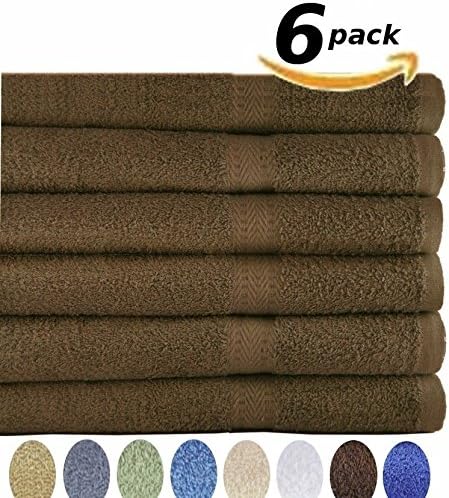 Brown 6 Cotton Bath Towels 27 X 54 Soft and Absorbent - Wholesale Lot