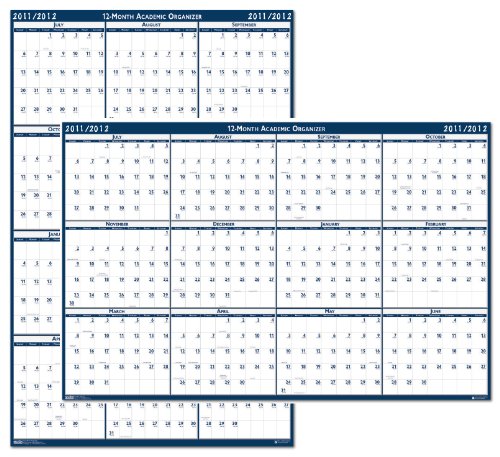 House of Doolittle Write-On/Wipe-Off Academic July 2011 to June 2012 Wall Planner, 24 x 37 Inch, Vertical and Horizontal Formats, Recycled, Made in the USA (HOD395)