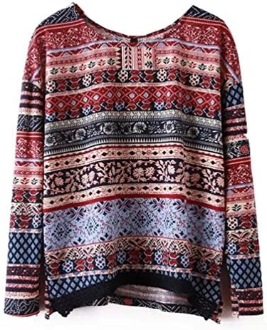 Popular Women Ethnic Style Blouse Long Sleeve Slim Shirt (Size M)