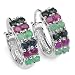 2.75 Carat Genuine Emerald, Ruby & Sapphire Earrings With Luscious Rhodium Polish
