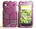 Silver with Pink and Purple Heart Samsung T959 Vibrant Galaxy S Sparkling Luxury Rhinestones Full Diamond Bling Snap on Cell Phone Case + Microfiber Bag