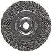 Weiler Trulock 1/2"-3/8" Arbor, 0.014" Wire Size, 4" Diameter, 1/2" Face Width, Steel Bristles, Narrow Face Crimped Wire Wheel Brush