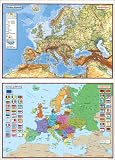 Posterkarten Geographie: Posterkartenset Europa: Posterkarte Europa physisch + Posterkarte Europa politisch