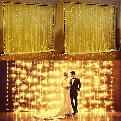 Window Curtain Lights, YHCHOO 600LED 3M*6M/9.84ft*19.68ft Fairy Icicle String Lights Party Wedding Christmas Lights for Indoor/Outdoor Home Garden Decorations 110v (Warm White)