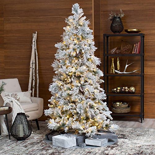 Lightly Flocked Snowbell Pine Pre-Lit Full Christmas Tree