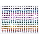 DECORA 300 Pieces Bling 5mm Multicolor Rhinestone Sticker Sheet Gem Diamond self adhesive