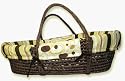 Moses Basket Gift Set - Giggles Set W/ Blanket (Mbc Chocolate Basket + Mbmc S Sage Sheet + Mbb-Gig Giggles Bumper + 101294 Giggles Blanket)
