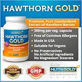 NutriGold Hawthorn Berry, 300 mg (180 Vegetarian Capsules) The Gold Standard in Hawthorne Berries Standardized Supplements