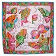 100% Satin Charmeuse Silk Butterfly Garden Colorful Border Square Scarf--in Various Colors