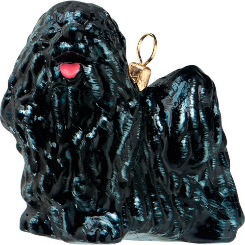 Hungarian Puli Standing Dog Blown Glass Polish Christmas Ornament