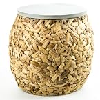 Natural Leaves Weave Ottoman