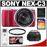Sony Alpha NEX-C3 Digital Camera Body & E 18-55mm OSS Lens (Pink) with 16GB ....