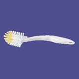 Dish and Sink Cleaning Brush, Nylon Bristles, White/Yellow Category: Brushes