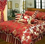 9 PC SUPER LUXURY Embellished Jacquard Burgundy Gold Comforter Set / Bed In a Bag - CALIFORNIA CAL KING SIZE Bedding