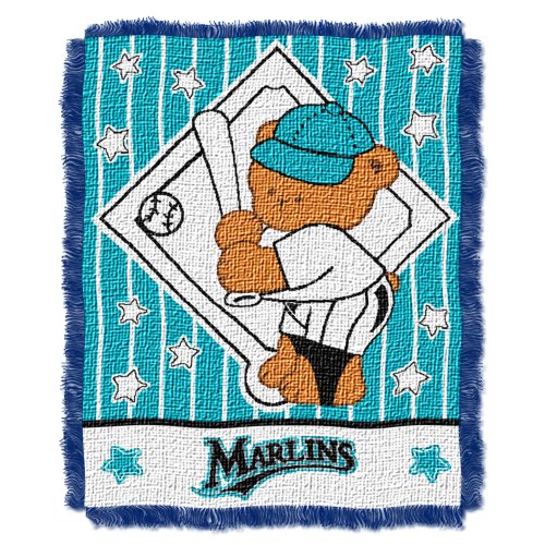 MLB Florida Marlins 36-Inch-by-46-Inch Woven Jacquard Baby Throw