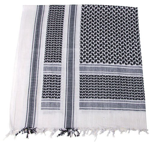 PLO Pali Tuch mit Fransen ca. 115x110cm schwarz-weiss