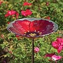 Ruby Pansy Glass Birdbath