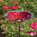 Ruby Pansy Glass Birdbath