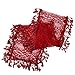 Falari Vintage Women Lace Scarf With Fringes Polyester (Style 3 - Dark Red)